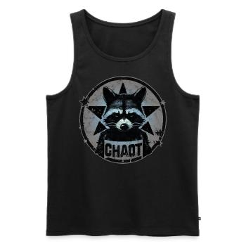 Waschbär, Chaot, Anarchie, Revolution, Stern - Männer Premium Bio Tank Top - Schwarz - Vorne - AI Model Male 178 light (178cm)