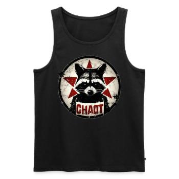 Waschbär, Chaot, Anarchie, Stern, Revolution - Männer Premium Bio Tank Top - Schwarz - Vorne - AI Model Male 178 light (178cm)