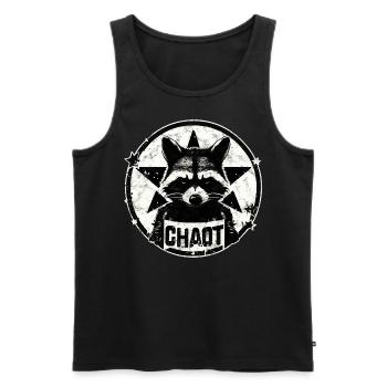 Waschbär, Chaot, Anarchie, Stern, Revolution - Männer Premium Bio Tank Top - Schwarz - Vorne - AI Model Male 178 light (178cm)
