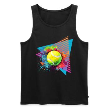 Tennisball Tennis Farbspritzer Color Splash - Männer Premium Bio Tank Top - Schwarz - Vorne - AI Model Male 178 light (178cm)