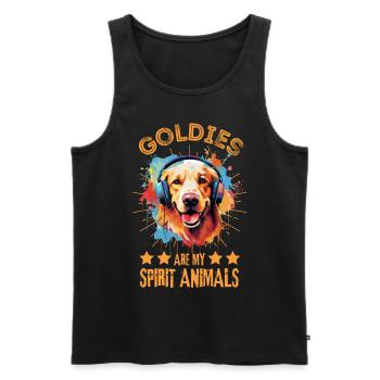 Bunter Golden Retriever mit Kopfhörer - Männer Premium Bio Tank Top - Schwarz - Vorne - AI Model Male 178 light (178cm)