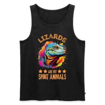 Bunter Komodowaran Farbkleckse Farbspritzer - Männer Premium Bio Tank Top - Schwarz - Vorne - AI Model Male 178 light (178cm)