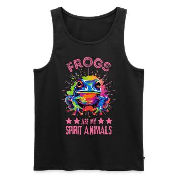 Bunter Frosch Farbkleckse Farbspritzer - Männer Premium Bio Tank Top - Schwarz - Vorne - Michal (187cm)