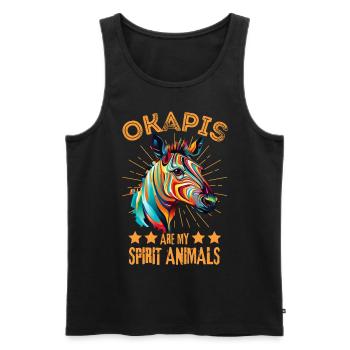 Buntes Okapi Farbkleckse Farbspritzer - Männer Premium Bio Tank Top - Schwarz - Vorne - Michal (187cm)