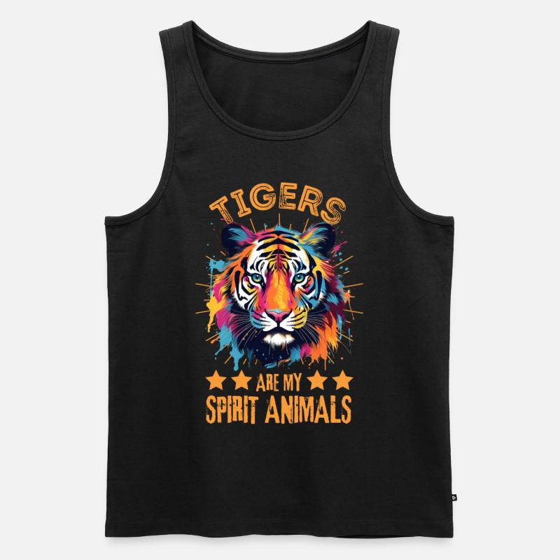 Bunter Tiger Farbkleckse Farbspritzer - Männer Premium Bio Tank Top - Schwarz