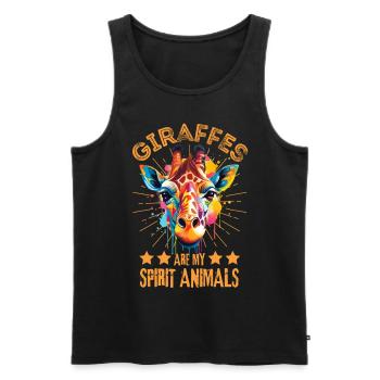 Bunte Giraffe Farbkleckse Farbspritzer - Männer Premium Bio Tank Top - Schwarz - Vorne - Michal (187cm)