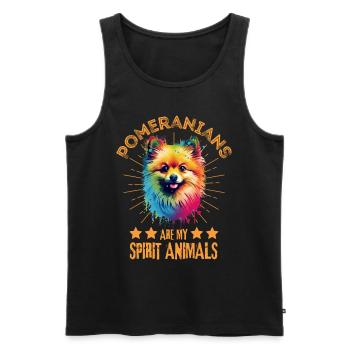Bunter Zwergspitz Farbkleckse Farbspritzer - Männer Premium Bio Tank Top - Schwarz - Vorne - Michal (187cm)