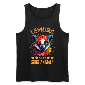 Bunter Lemur Farbkleckse Farbspritzer - Männer Premium Bio Tank Top - Schwarz - Vorne - Michal (187cm)