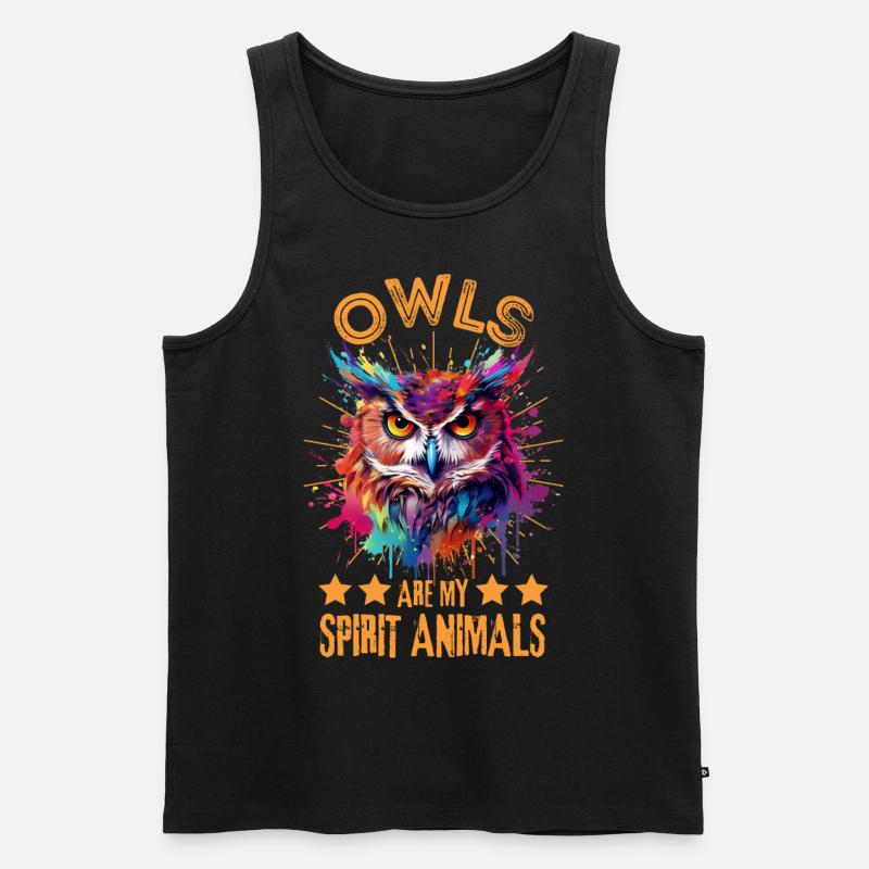 Bunte Eule - Männer Premium Bio Tank Top - Schwarz