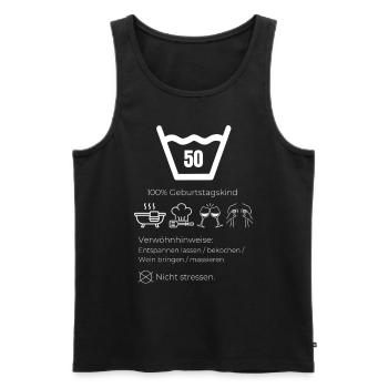50th Birthday Pampering Advice - Men's Premium Organic Tank Top - black - Front - AI Model Male 178 light (178cm)
