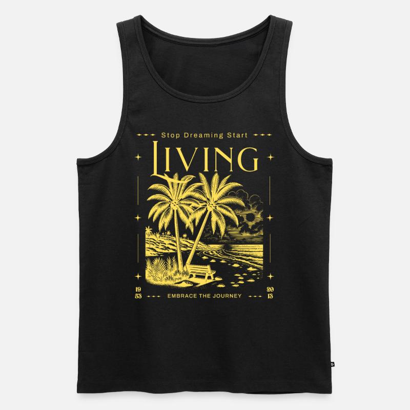 Stop Dreaming Start Living Beach - Männer Premium Bio Tank Top - Schwarz