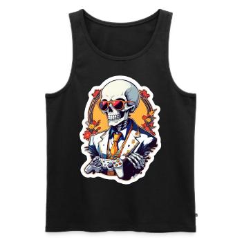 Retro Gamer Skeleton with Controller Console Games - Men's Premium Organic Tank Top - black - Front - AI Model Male 178 light (178cm)