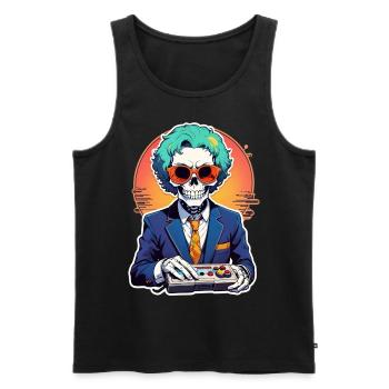 Retro Gamer Skeleton with Controller Console Games - Men's Premium Organic Tank Top - black - Front - AI Model Male 178 light (178cm)
