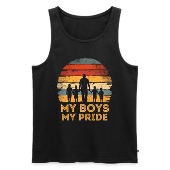 Vatertag Vater mit vier Söhnen retro vintage - Männer Premium Bio Tank Top - Schwarz - Vorne - Michal (187cm)