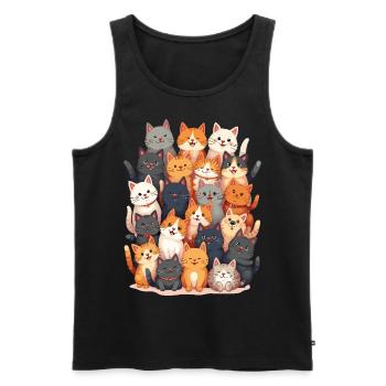 Happy Cats Family - Men's Premium Organic Tank Top - black - Front - Michal (187cm)