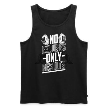 Fitness Gym Sport Motivation Hommes Pas d’excuses - Débardeur bio Premium Homme - noir - Devant - Michal (187cm)