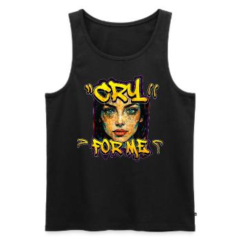 Cry for Me – Urban Streetart Graffiti Frau Design - Männer Premium Bio Tank Top - Schwarz - Vorne - Michal (187cm)