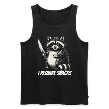 Hungry Raccoon Meme – I Need Snacks - Men's Premium Organic Tank Top - black - Front - AI Model Male 178 light (178cm)