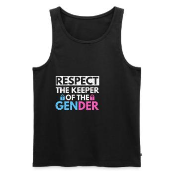 Gender Reveal Design für eine Gender-Hüterin - Männer Premium Bio Tank Top - Schwarz - Vorne - Michal (187cm)