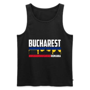 Bucharest Romania City Romanian Bucharest - Men's Premium Organic Tank Top - black - Front - AI Model Male 178 light (178cm)