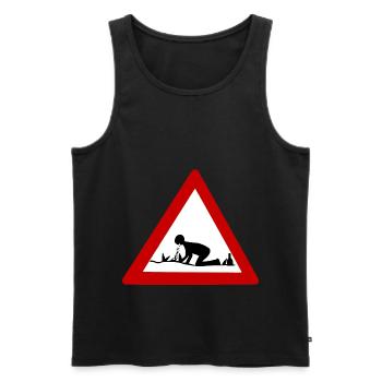 Vorsicht Kotzen Vatertag Alkohol - Männer Premium Bio Tank Top - Schwarz - Vorne - AI Model Male 178 light (178cm)