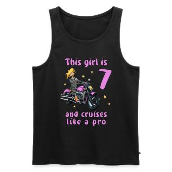 Birthday Shirt Motorcycle - 7 Birthday Girl - Men's Premium Organic Tank Top - black - Front - Michal (187cm)