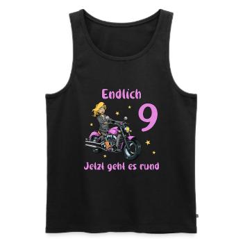 Geburtstagsshirt Motorrad - 9 Geburtstag Mädchen - Männer Premium Bio Tank Top - Schwarz - Vorne - AI Model Male 178 light (178cm)