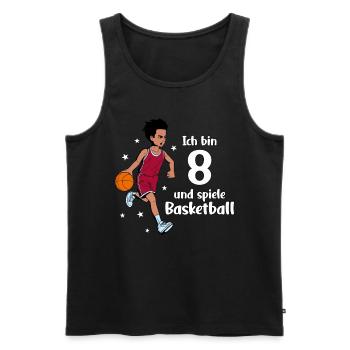 Junge spielt Basketball - Ich bin 8 Jahre - Männer Premium Bio Tank Top - Schwarz - Vorne - Michal (187cm)