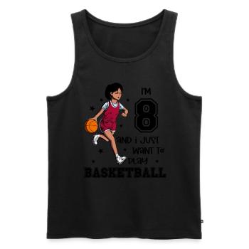 Girl plays basketball - I'm 8 - Men's Premium Organic Tank Top - black - Front - AI Model Male 178 light (178cm)