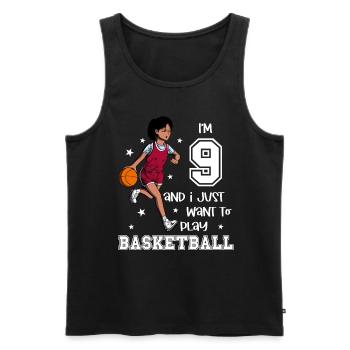 Girl plays basketball - I'm 9 - Men's Premium Organic Tank Top - black - Front - AI Model Male 178 light (178cm)
