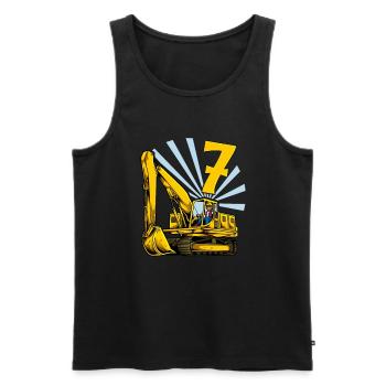 Ich bin 7 - Bagger Geburtstag 7 Jahre - Männer Premium Bio Tank Top - Schwarz - Vorne - AI Model Male 178 light (178cm)