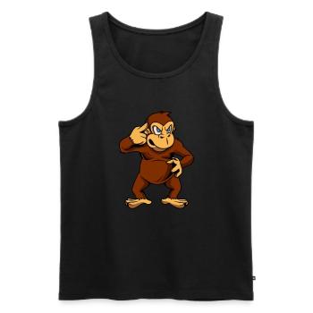 Êtes-vous encore très proche? Montrer un singe à l’oiseau - Débardeur bio Premium Homme - noir - Devant - Michal (187cm)