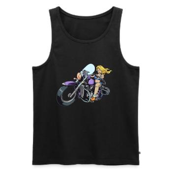 Sexy Lady auf Motorrad - Männer Premium Bio Tank Top - Schwarz - Vorne - Michal (187cm)