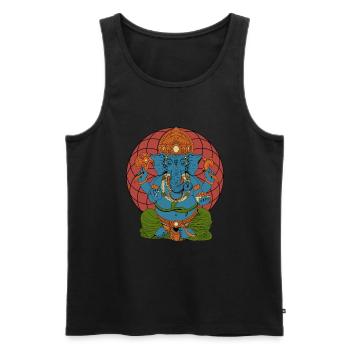 Hindu God - Ganesha - Men's Premium Organic Tank Top - black - Front - Michal (187cm)