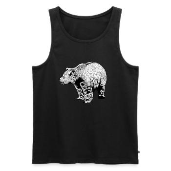 Black and White Drawing - Brown Bear - Men's Premium Organic Tank Top - black - Front - AI Model Male 178 light (178cm)