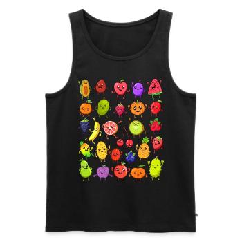 Comic Kawaii Früchte - Männer Premium Bio Tank Top - Schwarz - Vorne - AI Model Male 178 light (178cm)