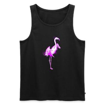 Dessin coloré d’un flamant rose - Débardeur bio Premium Homme - noir - Devant - Michal (187cm)