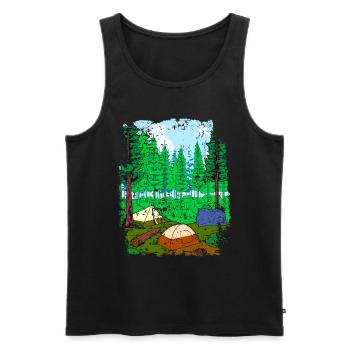 Campen im Zelt und im Wald - Camping - Männer Premium Bio Tank Top - Schwarz - Vorne - AI Model Male 178 light (178cm)