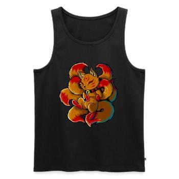 Yokai-Figur aus Japan - Kawaii Kitsune - Männer Premium Bio Tank Top - Schwarz - Vorne - AI Model Male 178 light (178cm)
