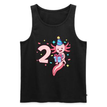Avec Axolotl - Anniversaire de fille 2 ans - Débardeur bio Premium Homme - noir - Devant - Michal (187cm)