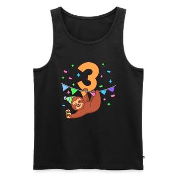 With sloth - children's birthday 3 years - Men's Premium Organic Tank Top - black - Front - Michal (187cm)