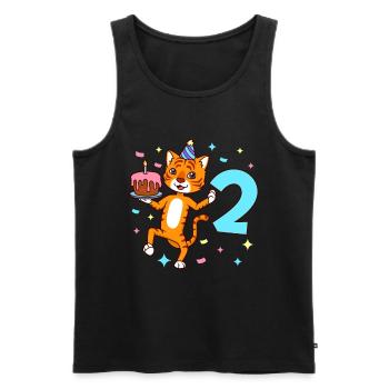 Avec Tiger - Boys Birthday 2 ans - Débardeur bio Premium Homme - noir - Devant - Michal (187cm)