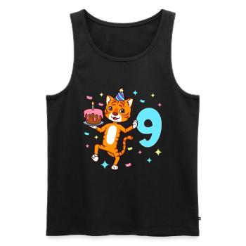 Mit Tiger - Jungen Geburtstag 9 Jahre - Männer Premium Bio Tank Top - Schwarz - Vorne - Michal (187cm)
