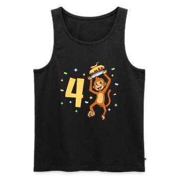 Mit Affe - Kinder Geburtstag 4 Jahre - Männer Premium Bio Tank Top - Schwarz - Vorne - Michal (187cm)