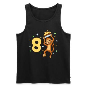 With monkey - children's birthday 8 years - Men's Premium Organic Tank Top - black - Front - AI Model Male 178 light (178cm)