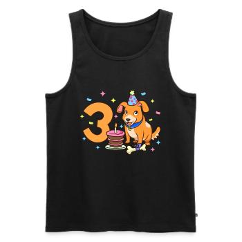 Mit Hund - Kinder Geburtstag 3 Jahre - Männer Premium Bio Tank Top - Schwarz - Vorne - Michal (187cm)