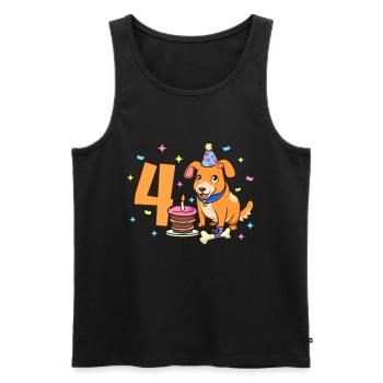 Mit Hund - Kinder Geburtstag 4 Jahre - Männer Premium Bio Tank Top - Schwarz - Vorne - Michal (187cm)