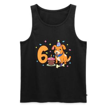 Mit Hund - Kinder Geburtstag 6 Jahre - Männer Premium Bio Tank Top - Schwarz - Vorne - Michal (187cm)