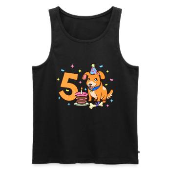 Mit Hund - Kinder Geburtstag 5 Jahre - Männer Premium Bio Tank Top - Schwarz - Vorne - Michal (187cm)