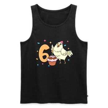 Au Poulet - Anniversaire Enfants 6 Ans - Débardeur bio Premium Homme - noir - Devant - Michal (187cm)